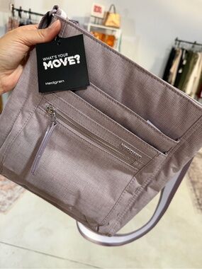 NWT Hedgren Adjustable Crossbody in Sepia/Light Lavendar color